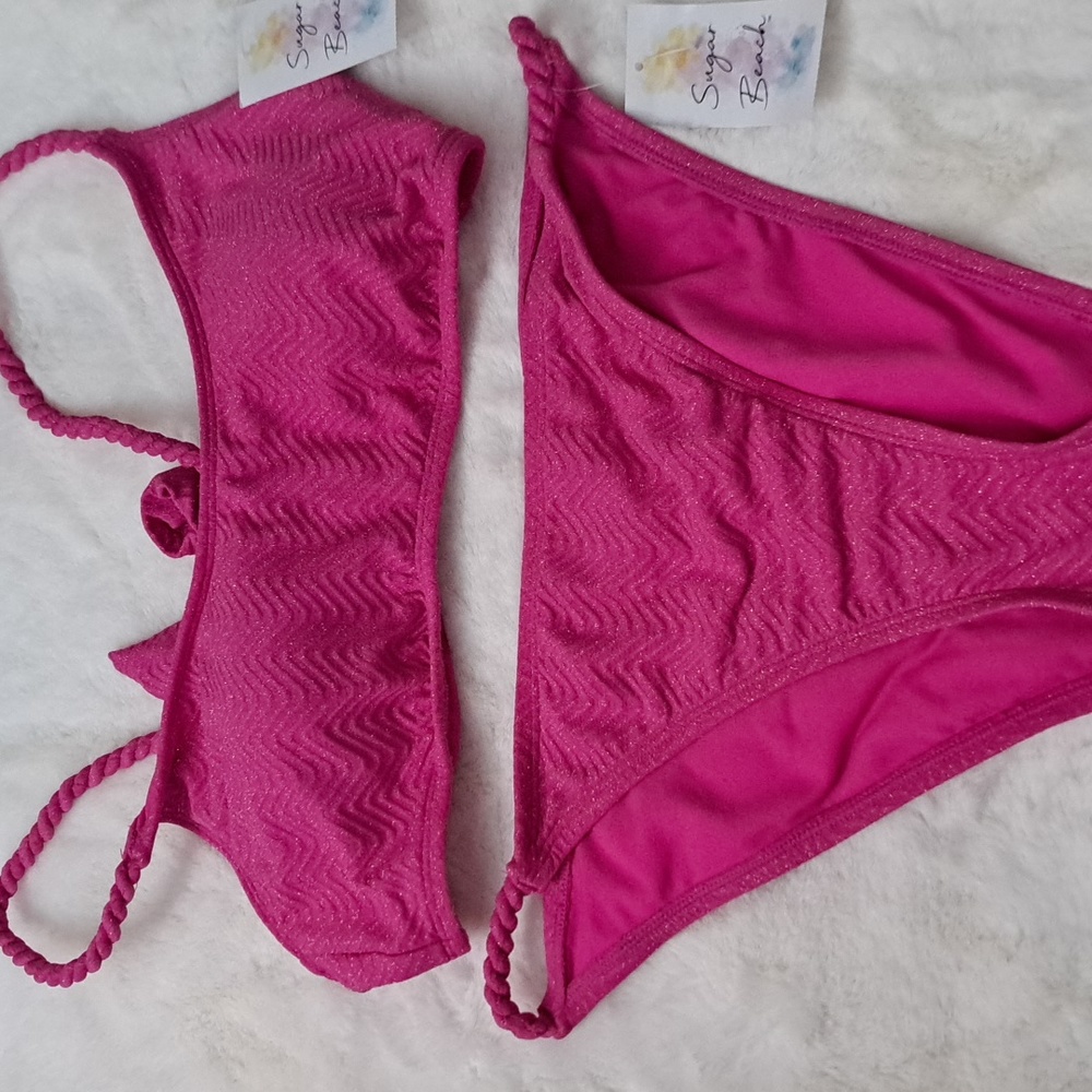 Sugar Beach Pink Glitter Bikini NWT
